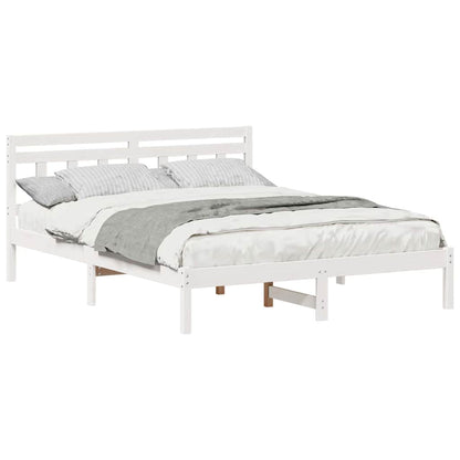 Bedframe met hoofdeinde Wit Standaard Tweepersoons Grenenhout