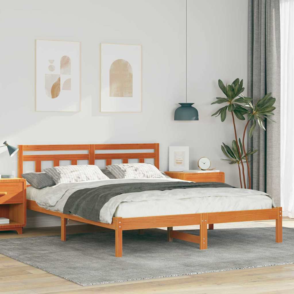 Bedframe met hoofdeinde Bruin 150 x 200 cm Grenenhout