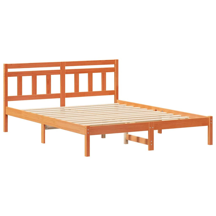 Bedframe met hoofdeinde Bruin 150 x 200 cm Grenenhout