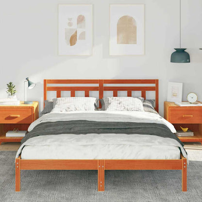 Bedframe met hoofdeinde Bruin 140 x 200 cm Grenenhout