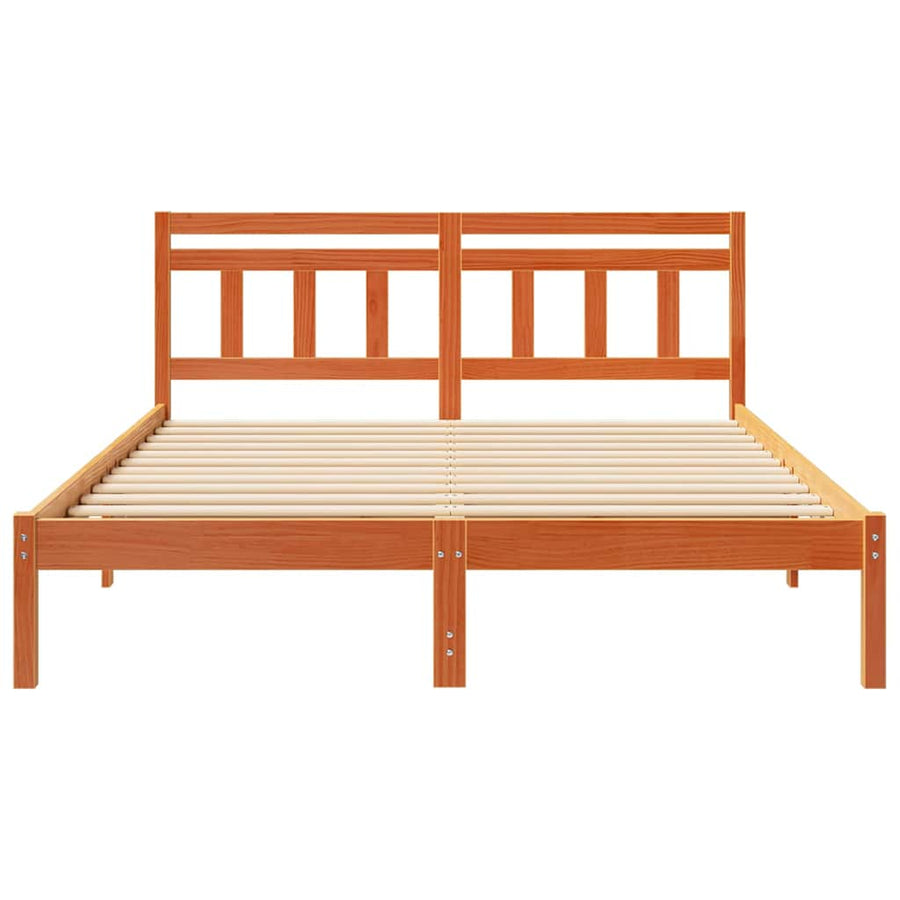 Bedframe met hoofdeinde Bruin 140 x 200 cm Grenenhout
