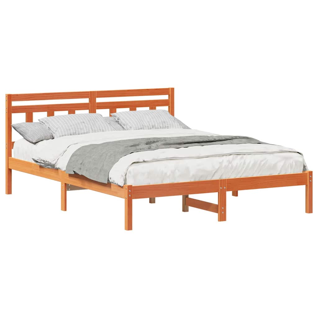Bedframe met hoofdeinde Bruin 140 x 200 cm Grenenhout