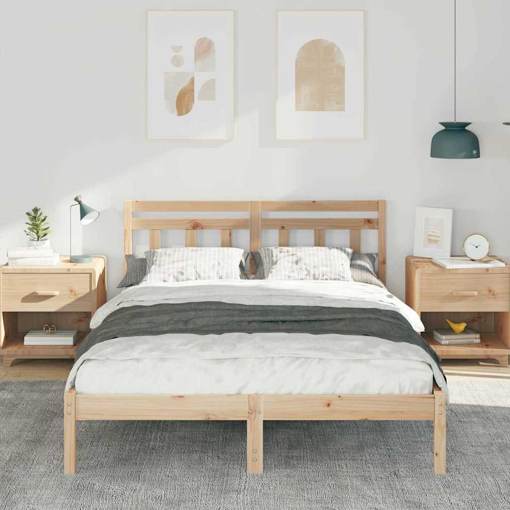 Bedframe met hoofdeinde Bruin 120 x 200 cm Massief grenenhout