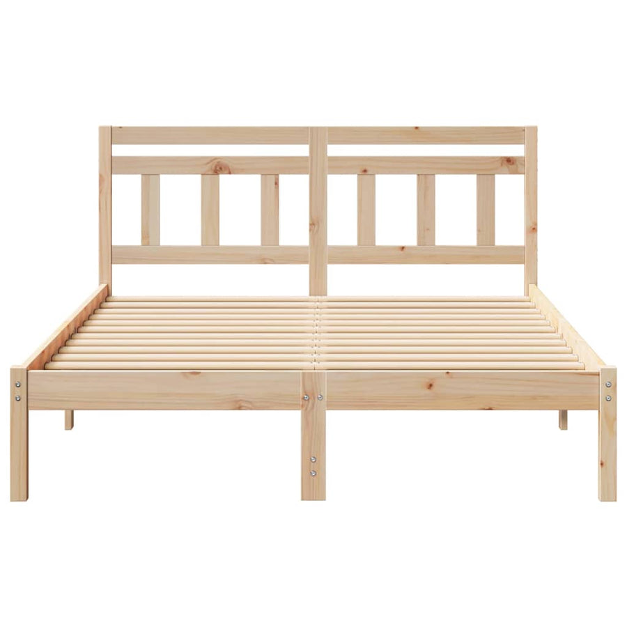 Bedframe met hoofdeinde Bruin 120 x 200 cm Massief grenenhout