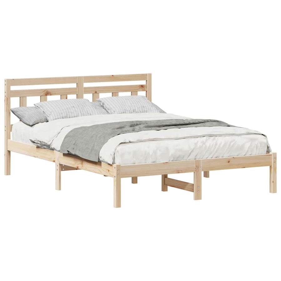 Bedframe met hoofdeinde Bruin 120 x 200 cm Massief grenenhout