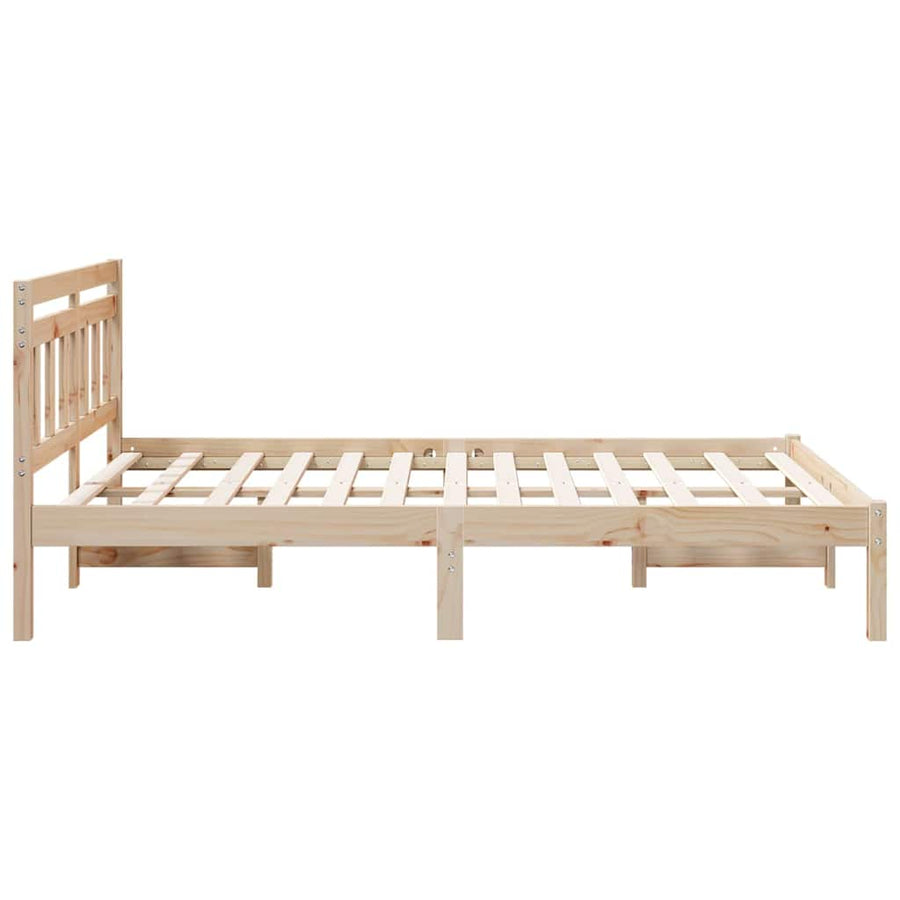 Bedframe met hoofdeinde Bruin 120 x 200 cm Massief grenenhout