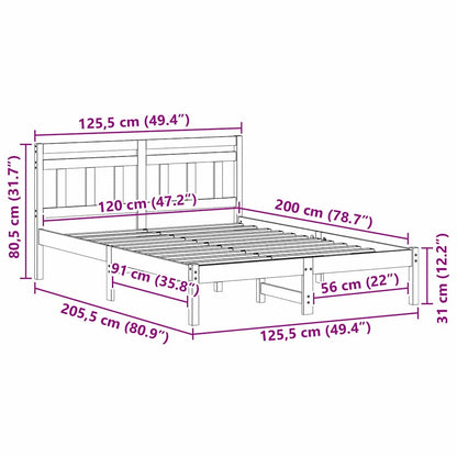 Bedframe met hoofdeinde Wit 120 x 200 cm Massief grenenhout