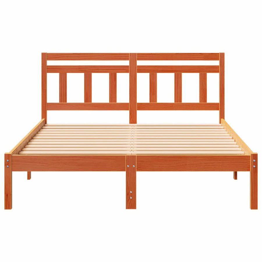 Bedframe met hoofdeinde Bruin 120 x 200 cm Massief grenenhout