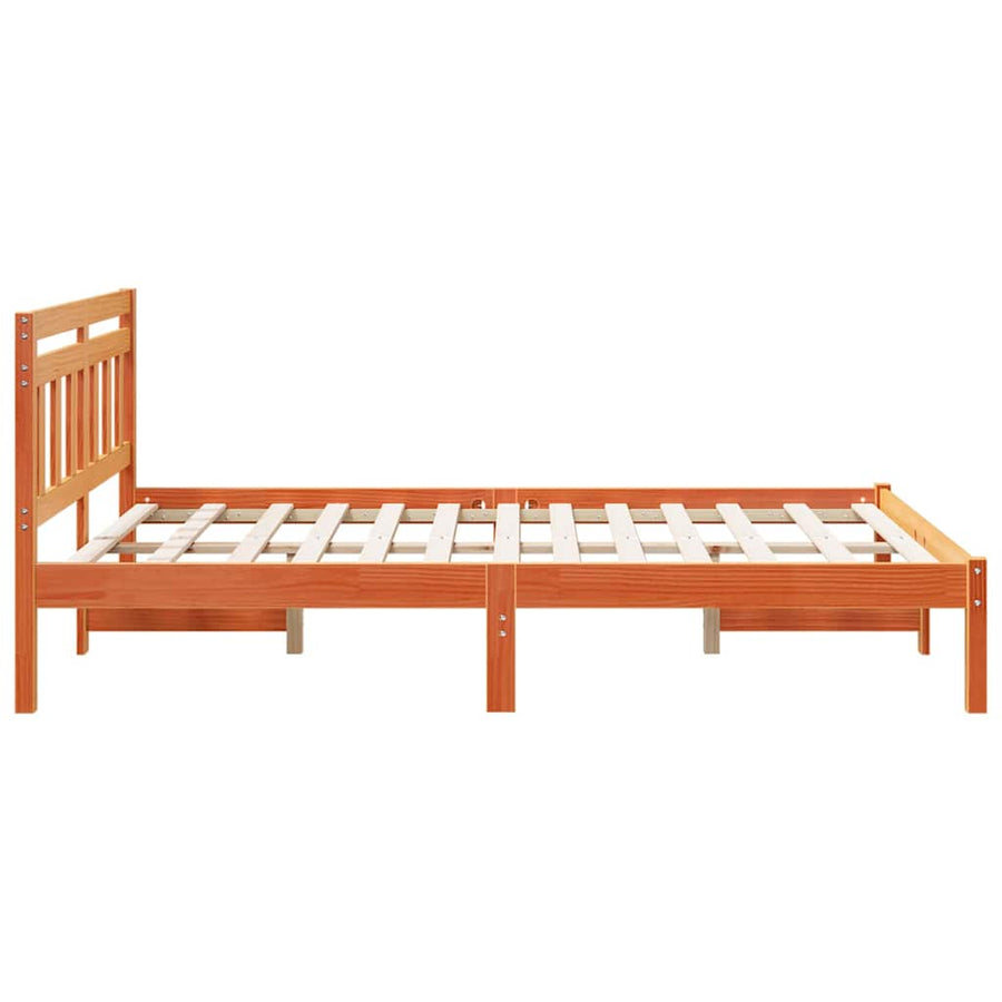 Bedframe met hoofdeinde Bruin 120 x 200 cm Massief grenenhout