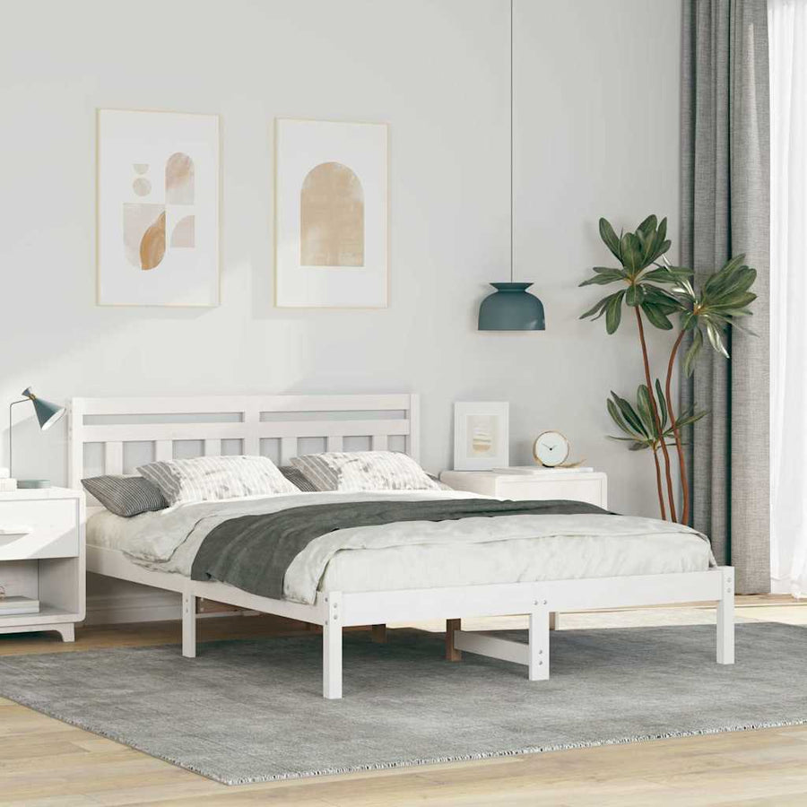Bedframe met hoofdeinde Wit 120 x 190 cm Grenenhout