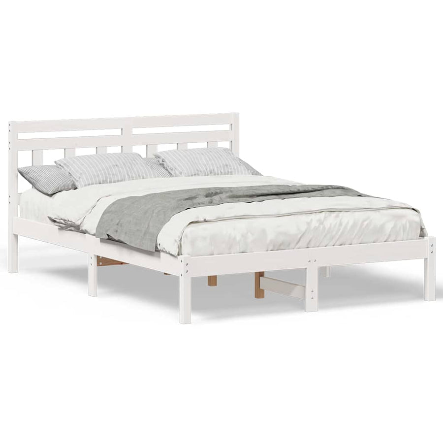 Bedframe met hoofdeinde Wit 120 x 190 cm Grenenhout