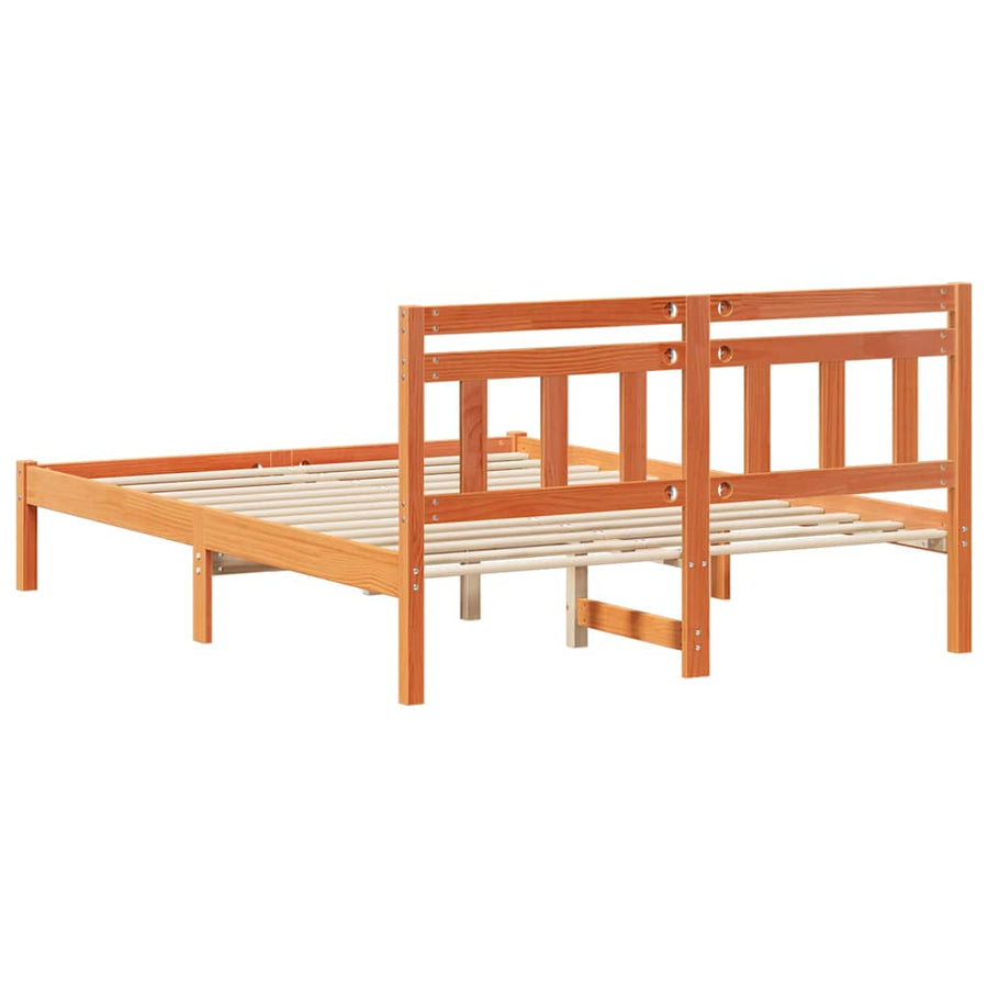 Bedframe met hoofdeinde Bruin 120 x 190 cm Massief grenenhout