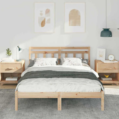 Bedframe met hoofdeinde Bruin 140 x 190 cm Massief grenenhout