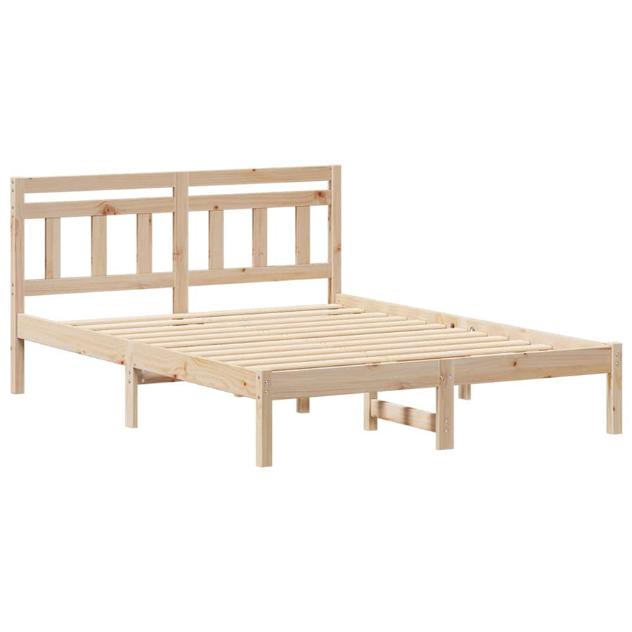 Bedframe met hoofdeinde Bruin 140 x 190 cm Massief grenenhout