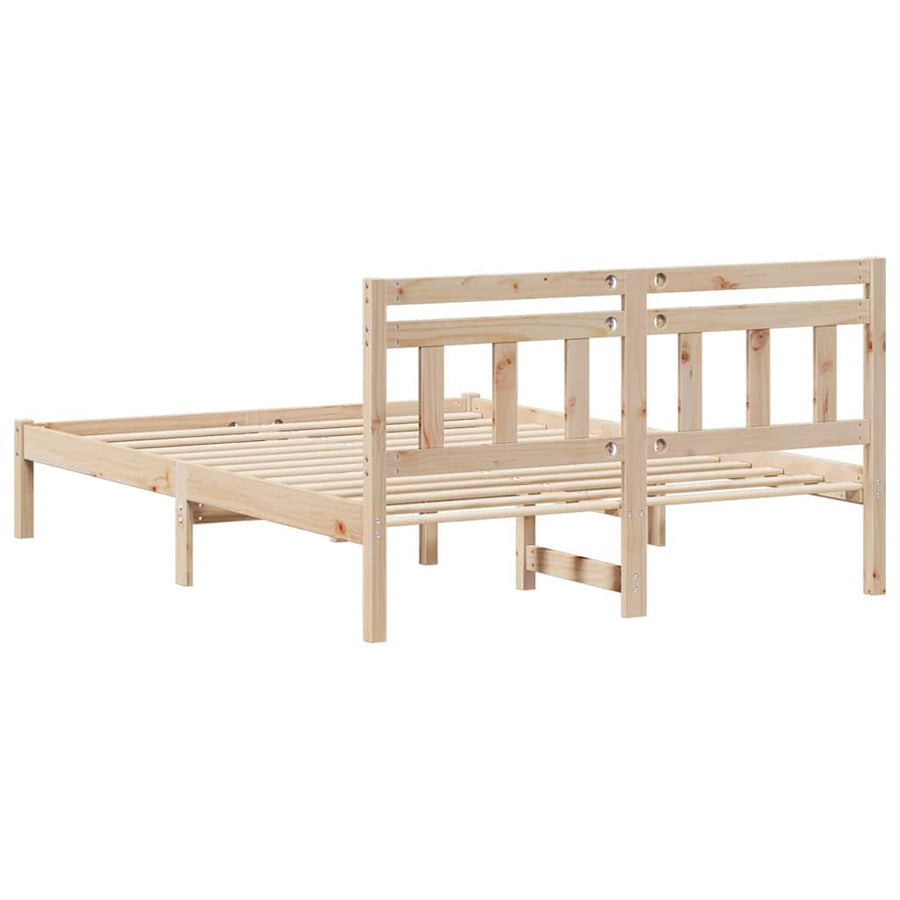 Bedframe met hoofdeinde Bruin 140 x 190 cm Massief grenenhout