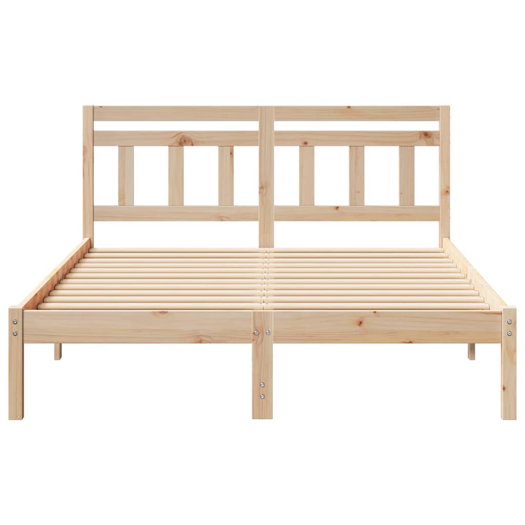 Bedframe met hoofdeinde Bruin 140 x 190 cm Massief grenenhout
