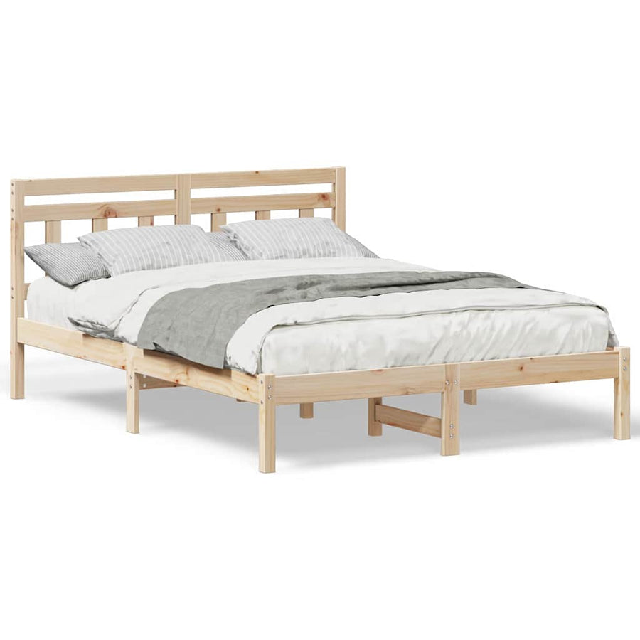 Bedframe met hoofdeinde Bruin 140 x 190 cm Massief grenenhout