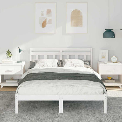 Bedframe met hoofdeinde Wit 140 x 190 cm Grenenhout