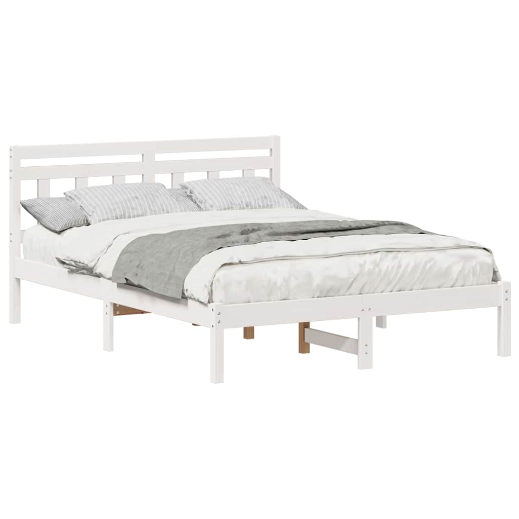 Bedframe met hoofdeinde Wit 140 x 190 cm Grenenhout