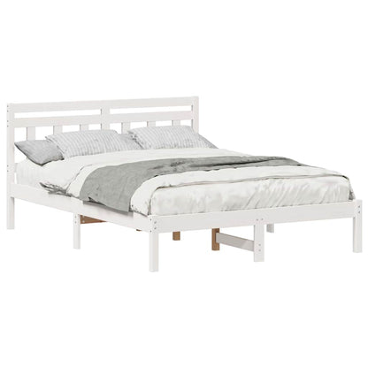 Bedframe met hoofdeinde Wit 140 x 190 cm Grenenhout