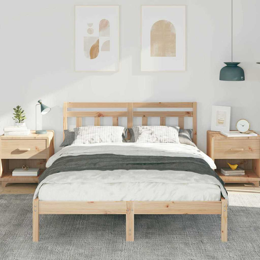 Bedframe Bruin 135 x 190 cm Massief grenenhout