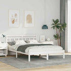 White Bed Frame 135 x 190 cm Solid Pine Wood