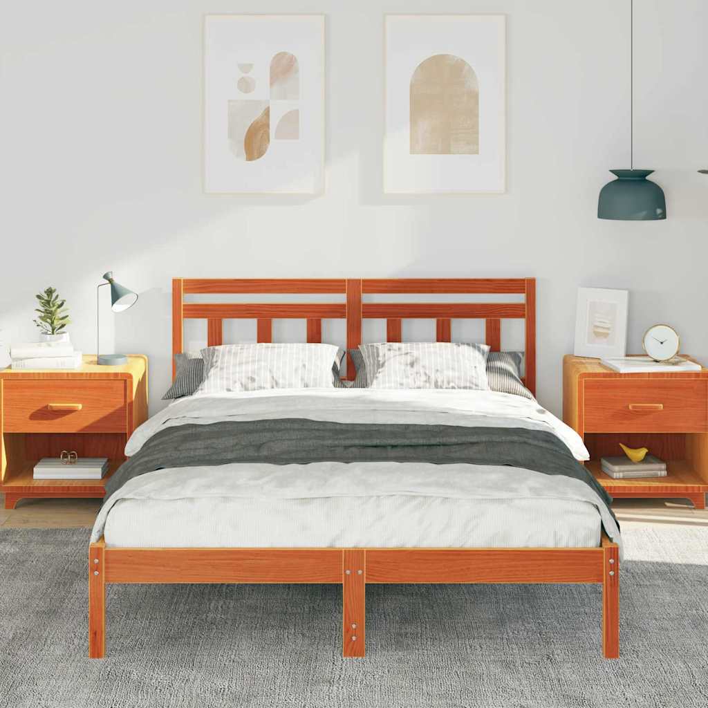Bedframe Bruin 135 x 190 cm Massief grenenhout