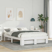 Bedframe 160x200 cm massief grenenhout wit met hoofdeinde