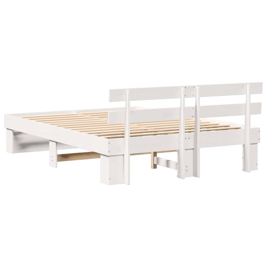 Bedframe met hoofdeinde Wit 160 x 200 cm Massief grenenhout