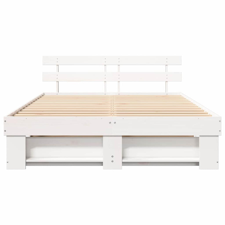 Bedframe met hoofdeinde Wit 160 x 200 cm Massief grenenhout