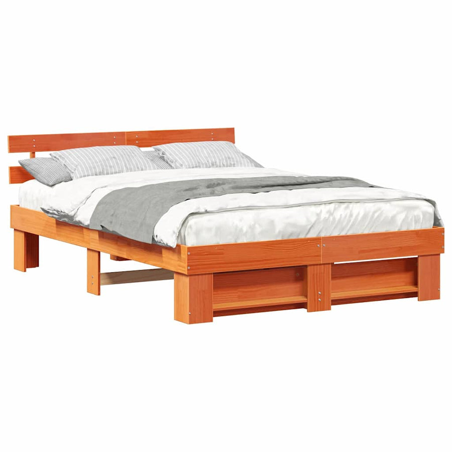 Bedframe met hoofdeinde Wasbruin 160 x 200 cm Grenenhout
