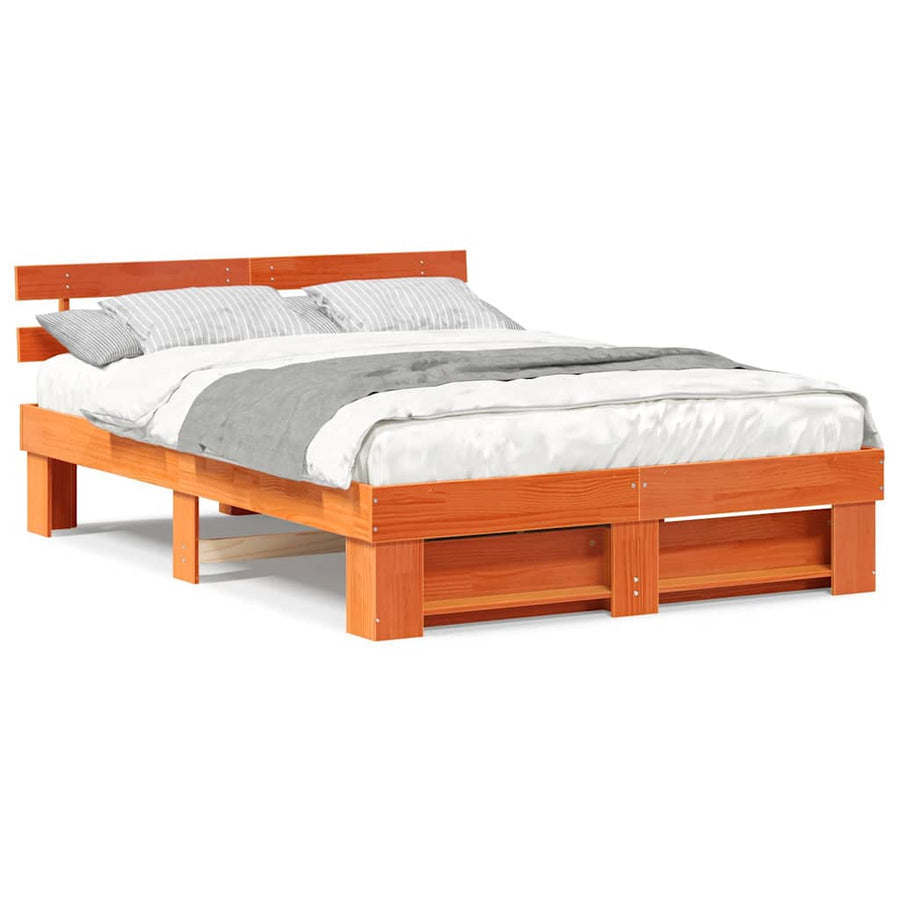 Bedframe met hoofdeinde Wasbruin 160 x 200 cm Grenenhout
