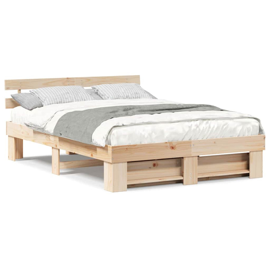 Bedframe met hoofdeinde Bruin 150 x 200 cm Grenenhout