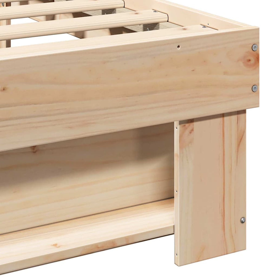 Bedframe met hoofdeinde Bruin 140 x 200 cm Massief grenenhout