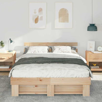 Bedframe met hoofdeinde Bruin 140 x 200 cm Massief grenenhout