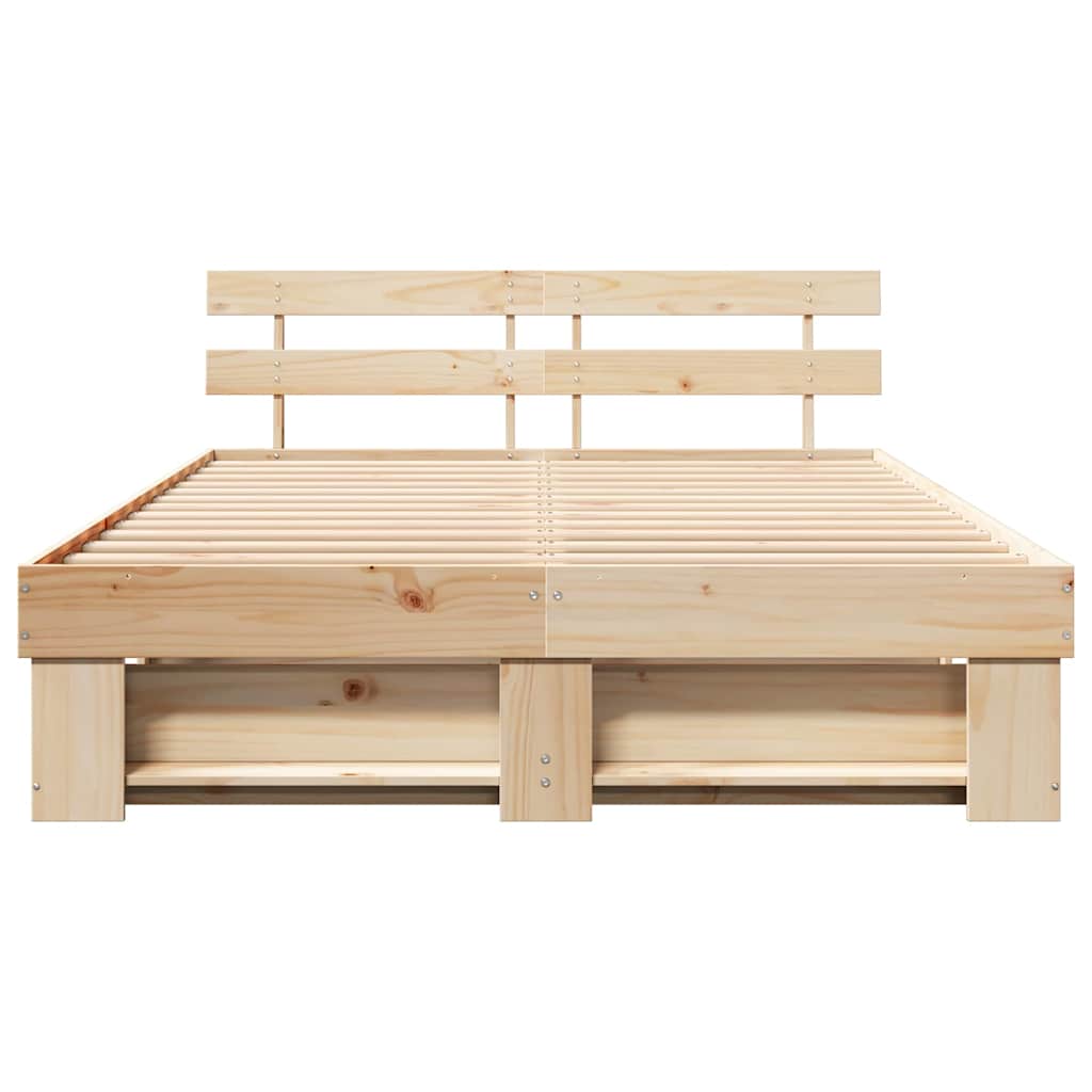 Bedframe met hoofdeinde Bruin 140 x 200 cm Massief grenenhout