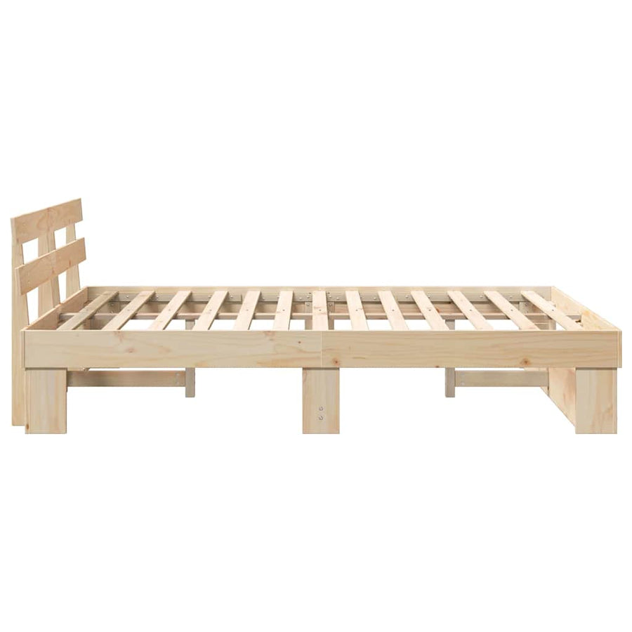 Bedframe met hoofdeinde Bruin 140 x 200 cm Massief grenenhout
