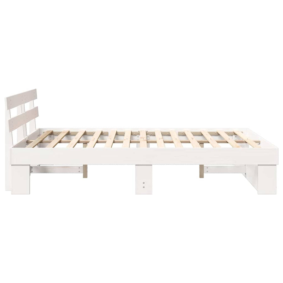 Bedframe met hoofdeinde Wit 140 x 200 cm Massief grenenhout