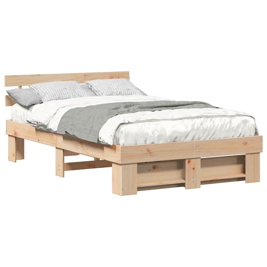 Bedframe met hoofdeinde Bruin 120 x 200 cm Massief grenenhout