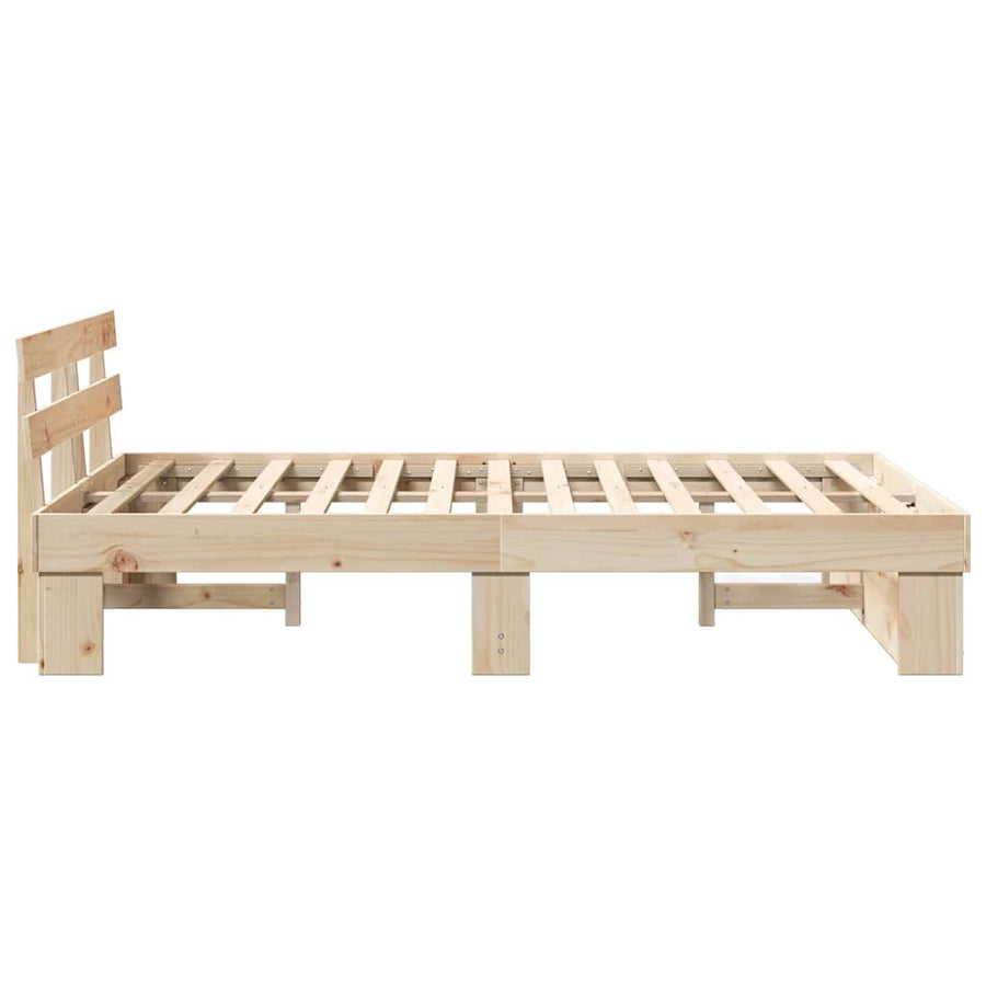 Bedframe met hoofdeinde Bruin 120 x 200 cm Massief grenenhout