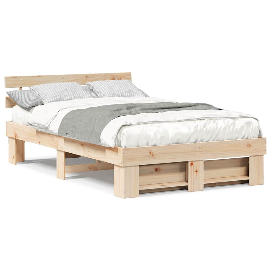 Bedframe met hoofdeinde Bruin 120 x 200 cm Massief grenenhout