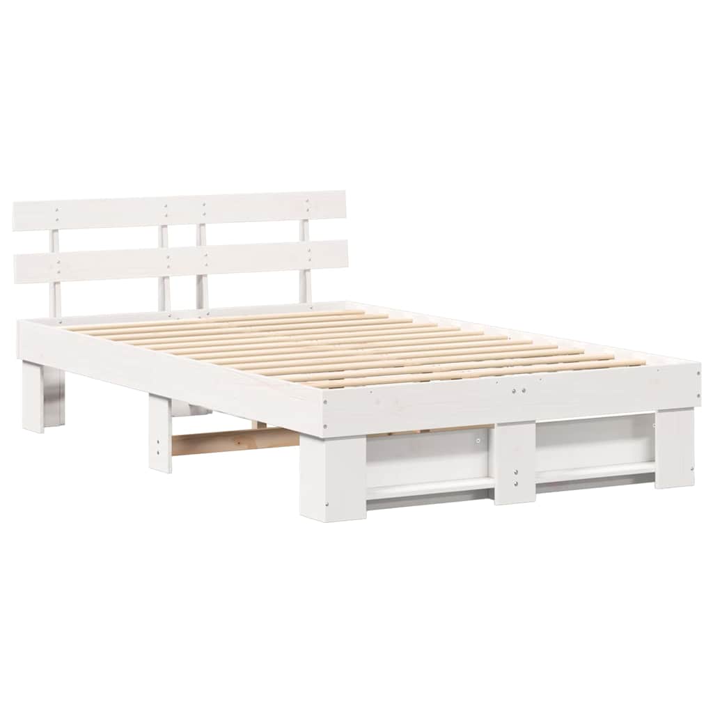 Bedframe met hoofdeinde Wit 120 x 200 cm Grenenhout