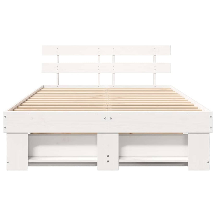 Bedframe met hoofdeinde Wit 120 x 200 cm Grenenhout