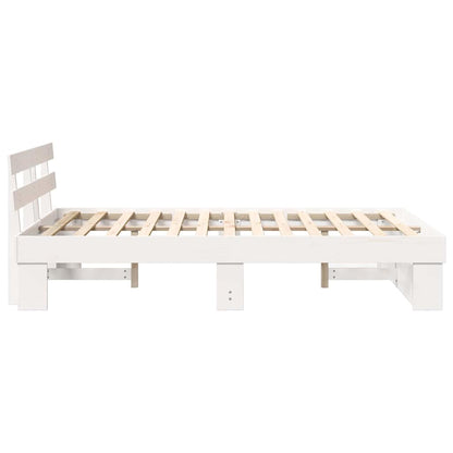 Bedframe met hoofdeinde Wit 120 x 200 cm Grenenhout