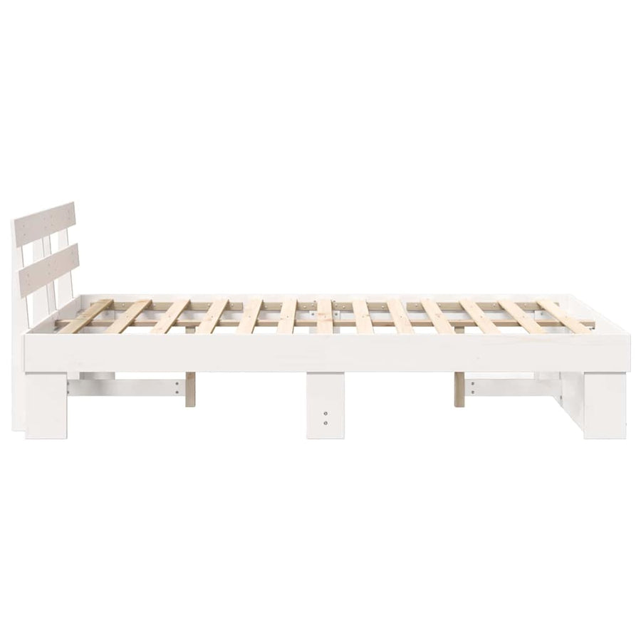 Bedframe met hoofdeinde Wit 120 x 200 cm Grenenhout
