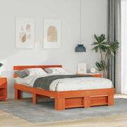 Bedframe 120x200 cm massief grenenhout wasbruin