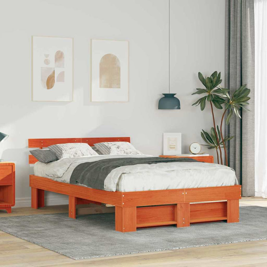 Bedframe Wasbruin 120 x 200 cm Massief grenenhout
