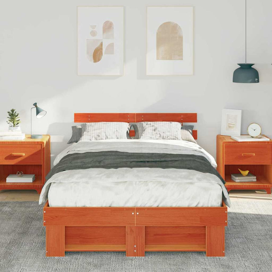 Bedframe Wasbruin 120 x 200 cm Massief grenenhout