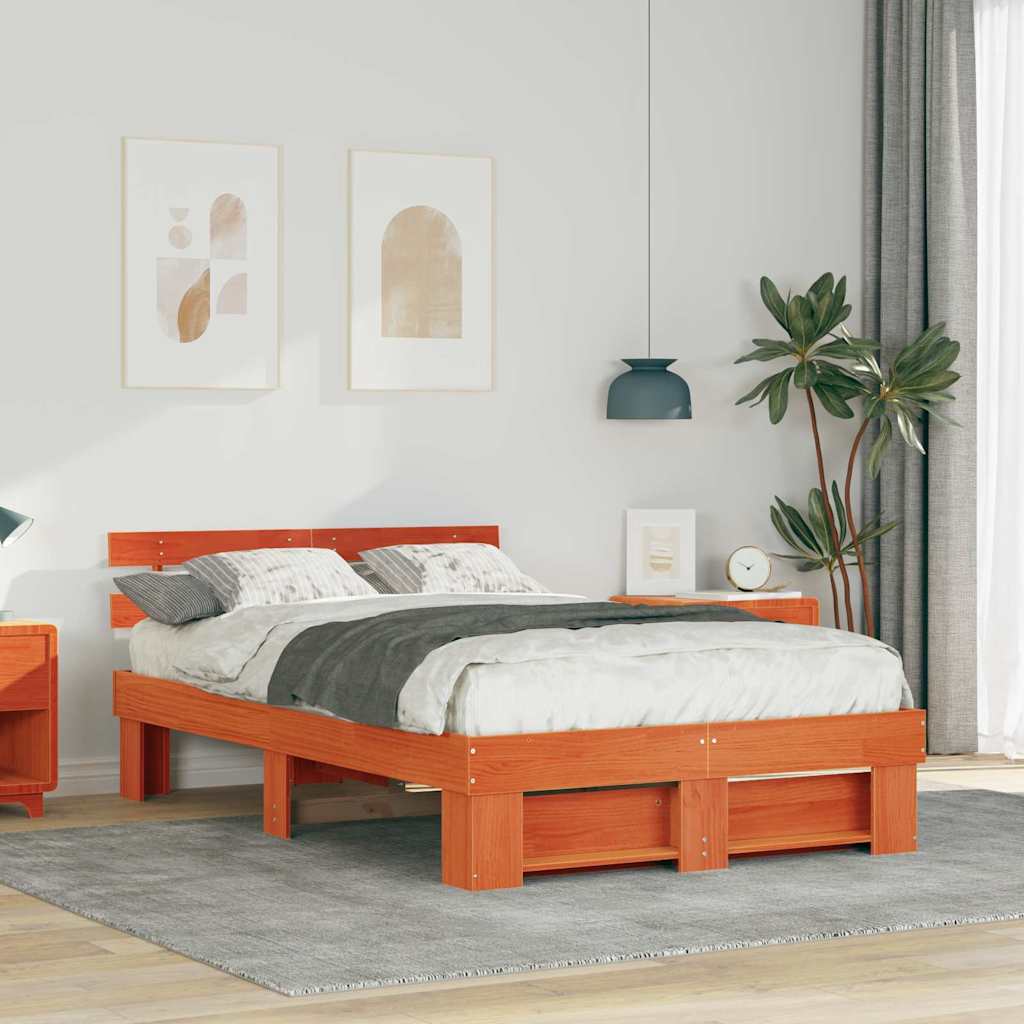 Bedframe Wasbruin 140 x 190 cm Massief grenenhout