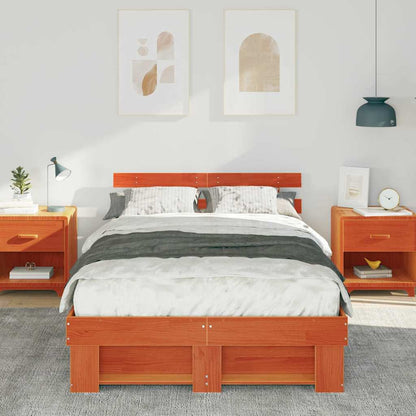 Bedframe Wasbruin 135 x 190 cm Massief grenenhout